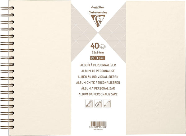 Album Spiralé à Personnaliser - 40 Feuilles de Papier Blanc Épais 200g/m² - Format 27x20 cm - Couverture Rigide blanc