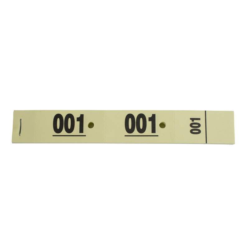 Carnet de 50 tickets vestiaires numérotés de 3 volets (dont 2 volets avec trous) - Format 20x3 cm