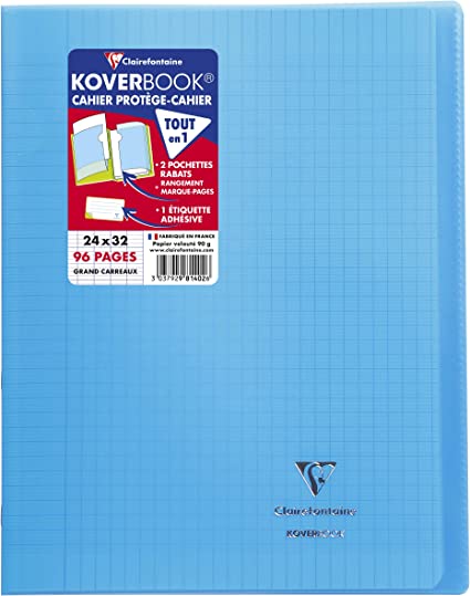 Cahier Agrafé Koverbook 24x32 cm 96 Pages Grands Carreaux Clairefontai