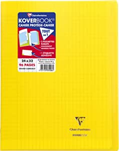 Cahier Agrafé Koverbook  24x32 cm 96 Pages Grands Carreaux Clairefontaine Blanc 90 g - Couverture Polypro
