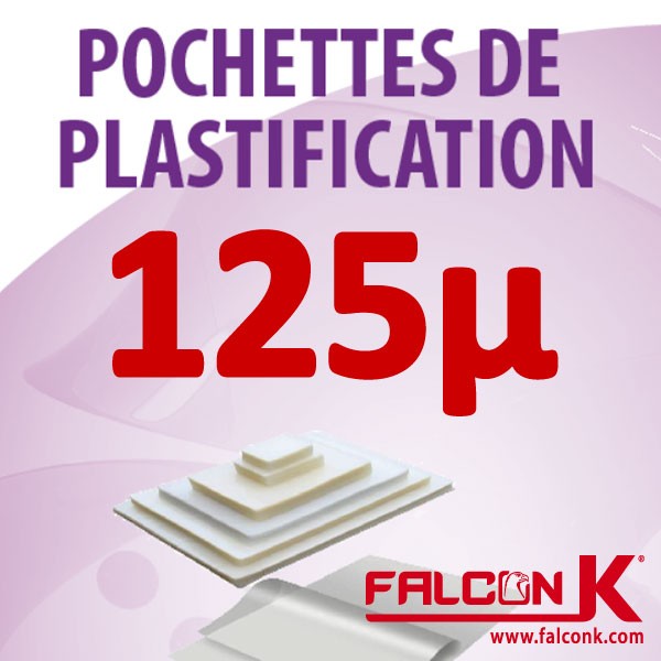 Pochette de plastification A4 (216mm x 303mm) 2 Faces Brillantes Boite de 100 pièces 125µ