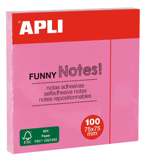 Post It notes autocollantes  FUNNY 75x75 mm bloc de 100 feuilles pastel