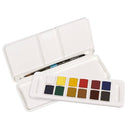Coffret de poche de 12 demi godets d'aquarelle Aquafine et pinceau  DALER ROWNEY