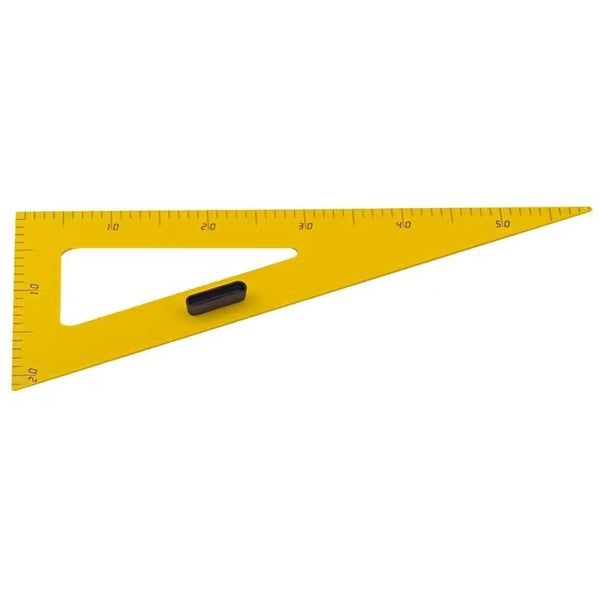 ÉQUERRE À TABLEAU 60° 50 CM PLASTIQUE JAUNE AJOURÉE AVEC POIGNÉE