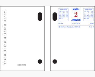 Bloc pratique date à droite 8,2 X 12 CM  2024  ROUGE