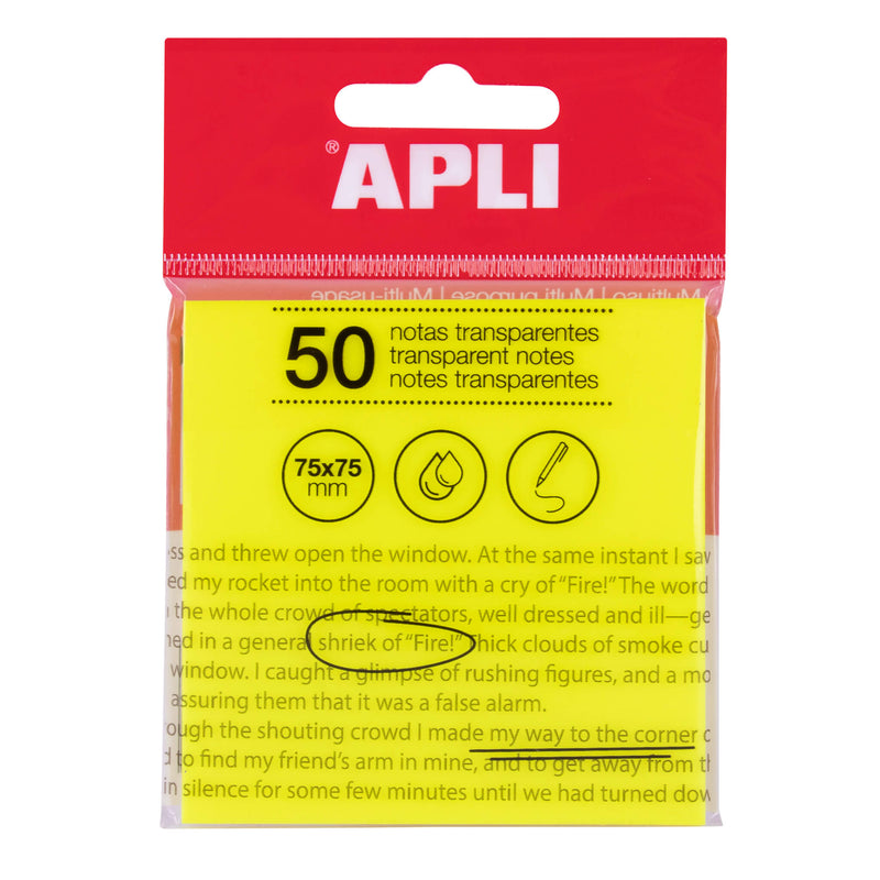 Post It notes autocollantes transparentes 75 x 75 Repositionnable