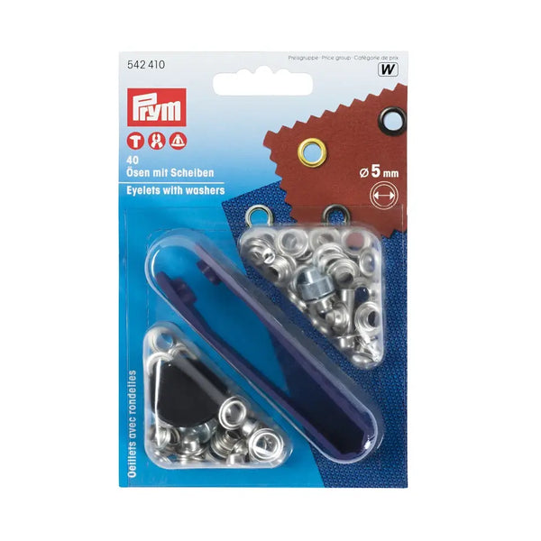 Œillets et rondelles diamétre 5mm, argenté