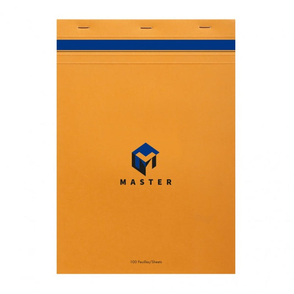 bloc master agrafé en-tête 100 feuilles 21x29,7 cm 70g petits carreaux, Orange