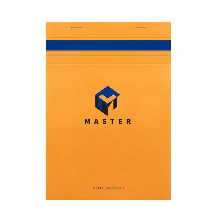 bloc master agrafé en-tête 100 feuilles 14,8x21 cm 70g petits carreaux, Orange