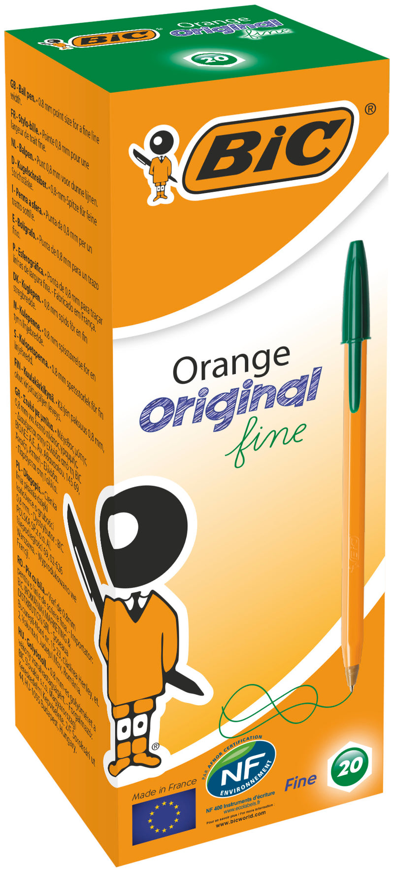 BIC Orange Original Stylos-Bille Pointe Fine (0,8 mm) - boite de 20