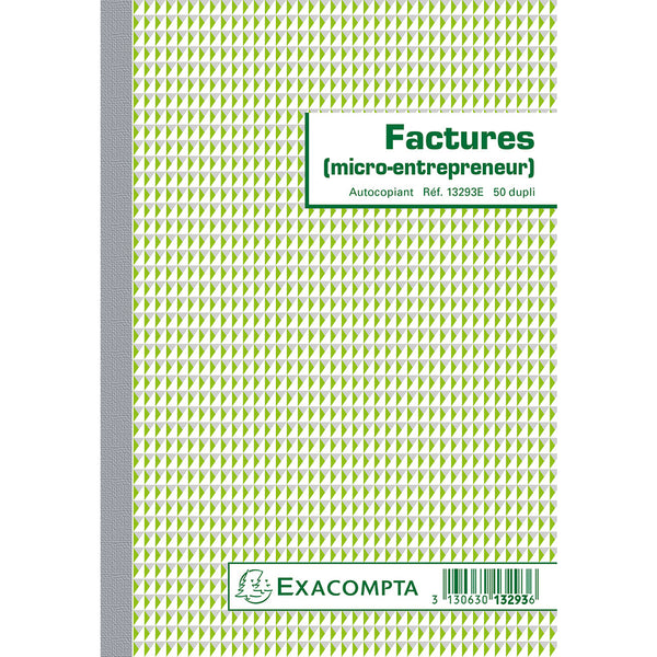 Manifolds Factures micro-entrepreneur 21x14,8cm - 50 feuillets autocopiants dupli