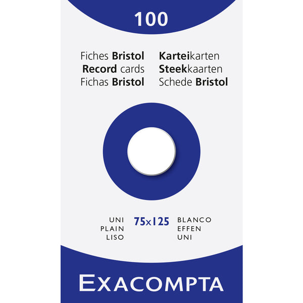 Étui de 100 fiches - bristol uni non perforé 75x125mm