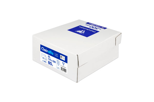 CLAIRALFA-500 enveloppes DL 110X220 MM-80gr/m2 -FENETRE 45X100-blanc -bande adhesive