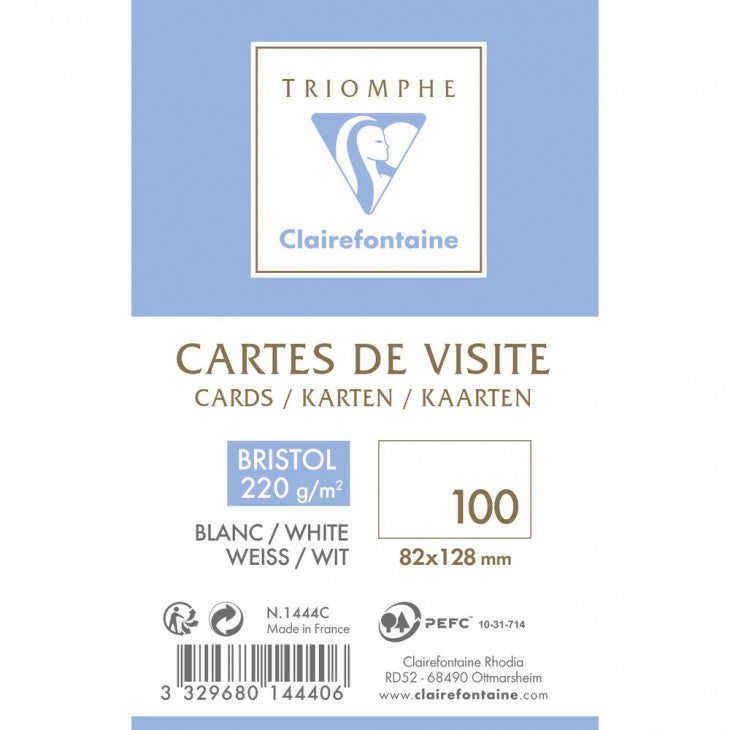 CARTE VISITE 82X128 BRISTOL 220G BTE 100