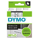 DYMO D1 Cassette de ruban à étiqueter noir/blanc,12 mm x 7 m 45013