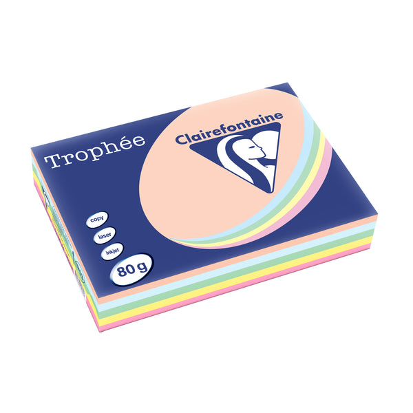 PAPIER CLAIREFONTAINE TROPHEE  A4 (210x297mm) 80gr/m2 500 feuilles COLORIS PASTELS ASS