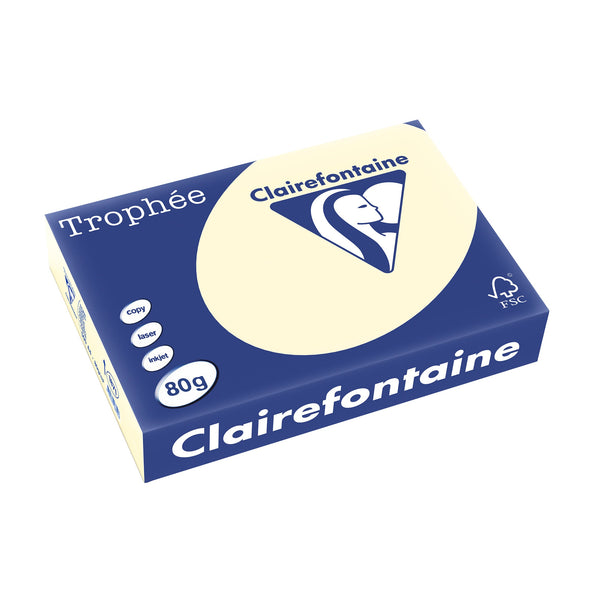 CLAIREFONTAINE TROPHEE -papier couleur -A4 (210x297mm) -80gr/m2 -500 feuilles -coloris IVOIRE