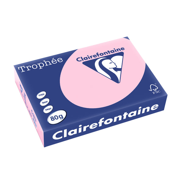 PAPIER CLAIREFONTAINE TROPHEE  A4 (210x297mm) 80gr/m2 500 feuilles  ROSE