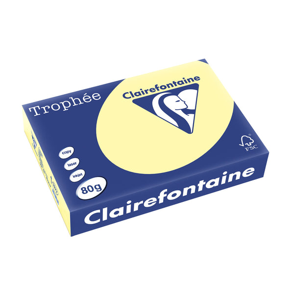 CLAIREFONTAINE TROPHEE - papier couleur -A4 (210x297mm) -80gr/m2 -500 feuilles -coloris CANARI