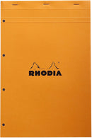 Bloc-Notes RHODIA Agrafé N°20 Orange - A4+ - Petits Carreaux - 80 Feuilles Détachables Perforation 4 Trous - Papier Clairefontaine Blanc 80 g/m