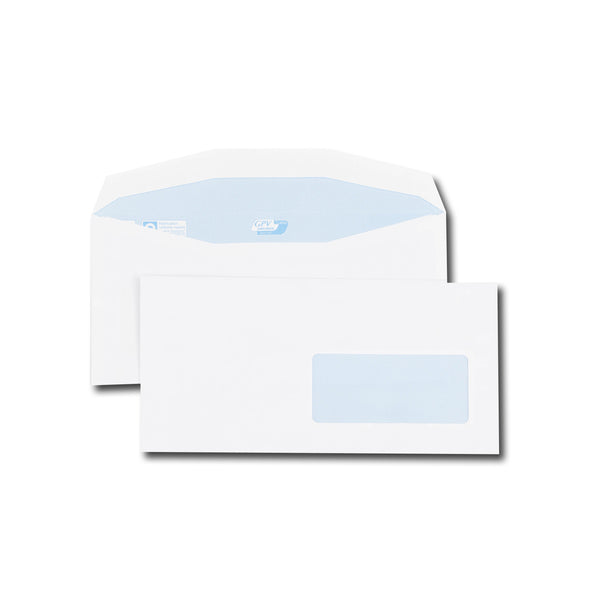 enveloppes patte trapèze blanches C6/C5 115x229 80 g/m² fenêtre 45x100 gommées BOITE 1000