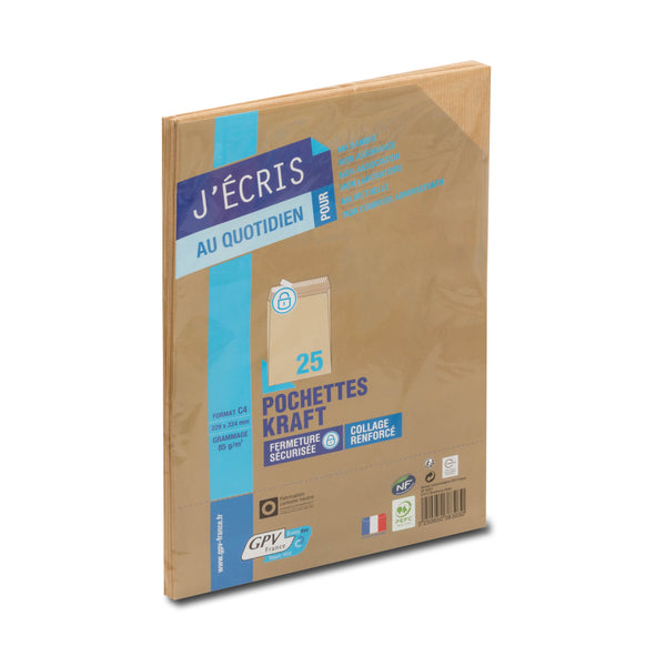 enveloppe  kraft brun C4 229x324 85 g/m² bande de protection 25u