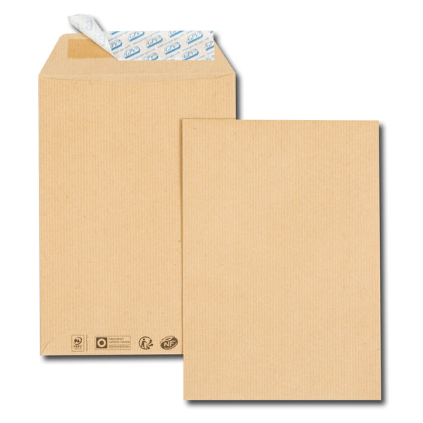 enveloppe  kraft brun  260x330 90 g/m² bande de protection 25U