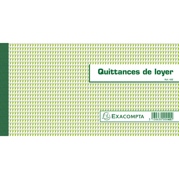 Carnet à souche "Quittances de loyer" 50 feuillets - Format horizontal de la quittance 13x18,5 cm