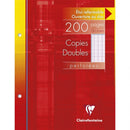 COPIES CLAIREFONTAINE DOUBLES  17X22CM 200 PAGES PERFORÉES 2 TROUS GRANDS CARREAUX