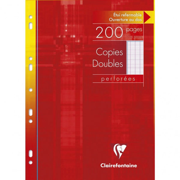 COPIES CLAIREFONTAINE DOUBLES  A4 200 PAGES PERFORÉES GRANDS CARREAUX