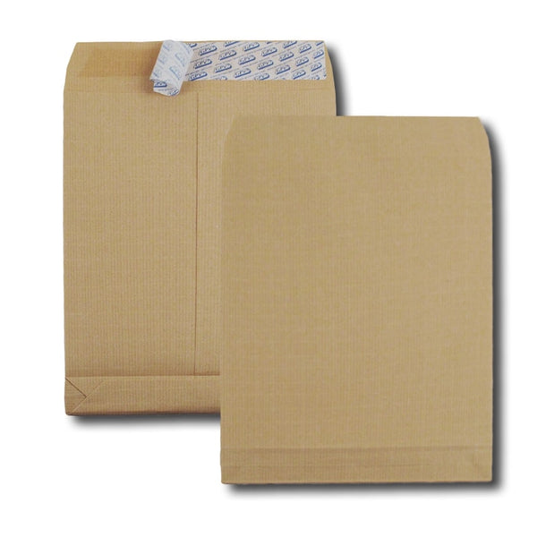 pochettes  à soufflets kraft armé brun C4 229X324 120 g/m² bande de protection boite de 250