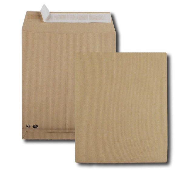 POCHETTES A soufflets kraft brun  260x330 120 g/m² bande de protection