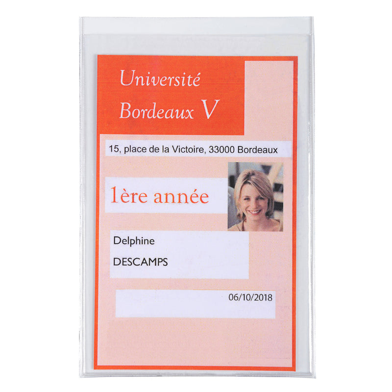 Sachet de 10 étuis de protection pour carte d'étudiant PVC lisse 20/100e