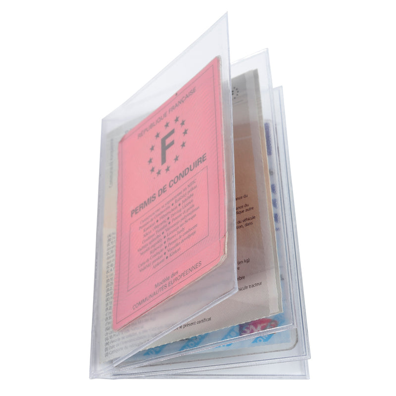 Sachet de 10 étuis de protection multi-cartes 4 volets PVC lisse 20/100e