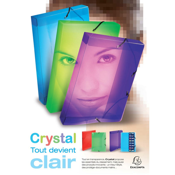 Chemise à élastique 3 rabats Polypropylène 7/10e Crystal Colours - A3