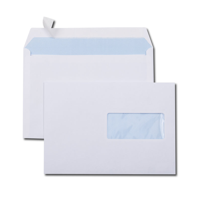 enveloppes blanches C5 162x229 80 g/m² fenêtre 45x100 bande de protection boite de 500