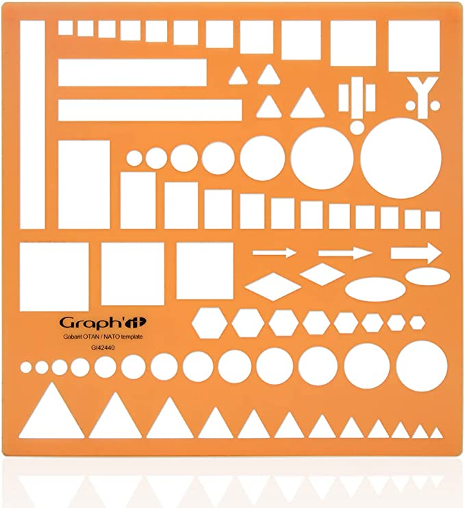 Trace symbole pour carte et schéma, GI42440, Orange "GRAPH'IT Gabarit OTAN -"