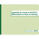 Piqûre 24x32cm - Registre de l'Inspection du travail et du C.H.S.C.T. - folioté - 16 pages