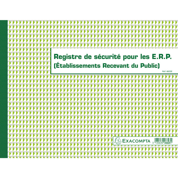Piqûre 24x32cm - Registre de sécurité pour les établissement recevant du public (ERP) - 32 pages