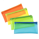 Trousse scolaire plate transparente fluo
