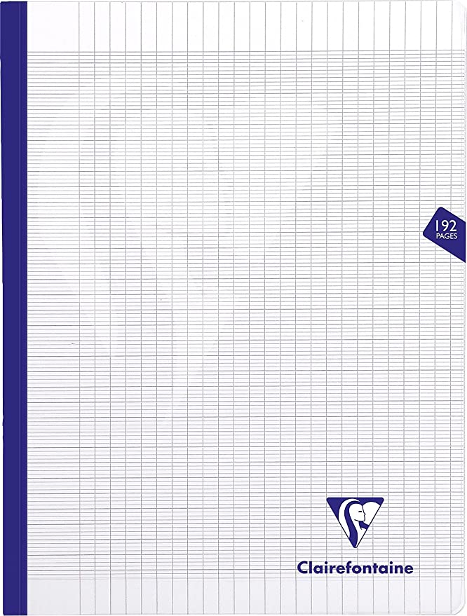 cahier broché cousu fil Mimesys 192 pages 24x32 cm 90g grands carreaux, couverture polypro couleur aléatoire