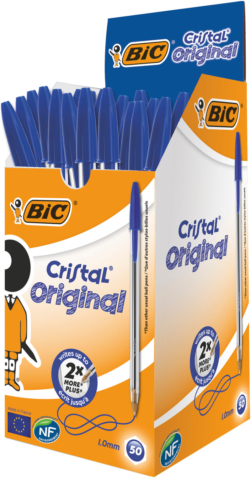 BIC Cristal Original Stylos-Bille Pointe Moyenne (1,0 mm) - boite de 50