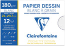 Pochette Dessin Scolaire - 12 Feuilles Papier Dessin Blanc à Grain - A4 21x29,7 cm 180g - Idéal pour les Arts Plastiques