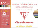 Pochette de 12 feuilles Couleurs Pastels Assorties - papier dessin - 24x32cm 160 g
