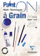 Bloc Collé PaintON Multi-techniques - 20 Feuilles Papier Dessin Multi-techniques au Grain Prononcé - Blanc - A4 21x29,7 cm 250g