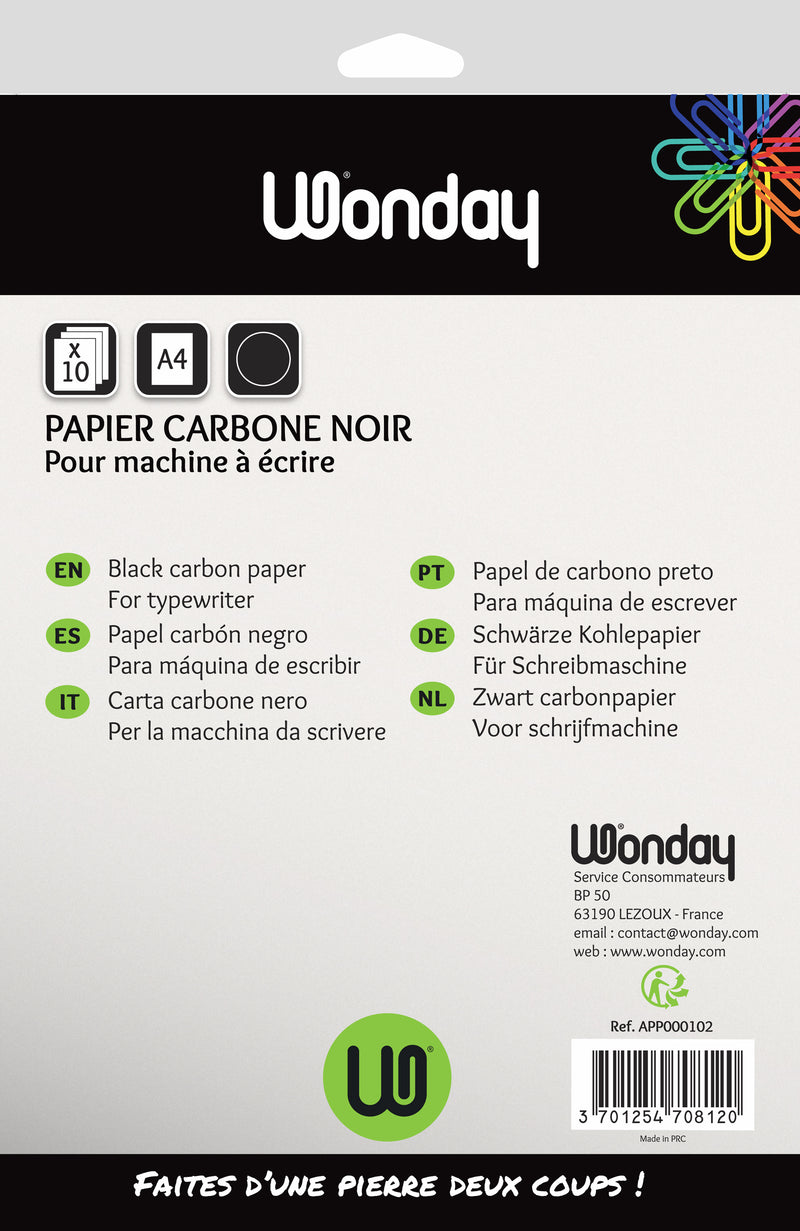 PAPIER CARBONE A4 NOIR 10 FEUILLES