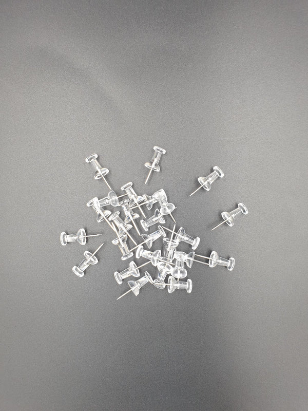 PUNAISES SIGNALETIQUES TETE TRANSPARENTE PLASTIQUE PUSH PINS 25U