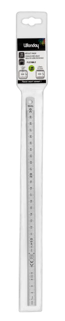 RÉGLET FLEXIBLE FIN INOX 1 FACE GRADUÉE EN MM 1 FACE EN 1/2 MM