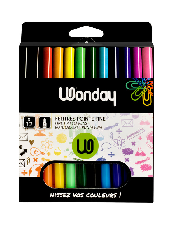 FEUTRES MIN'O POINTES FINES COLORIS ASSORTIS 12U