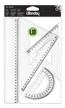 KIT MATHÉMATIQUE 4 PIÈCES PS CRISTAL 1 RÈGLE 2 ÉQ 1 RAPPORTEUR LS